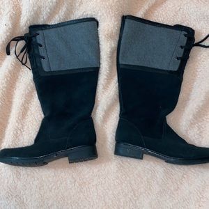 Clarks Black Suede & Wool Merrian Noble Riding Boot